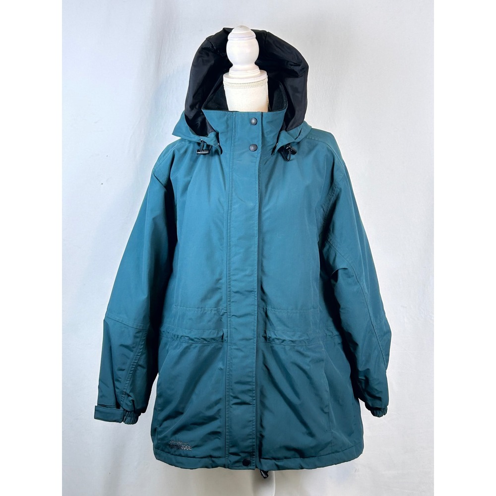 Eddie Bauer Vintage WeatherEdge Parka Women L Teal Waterproof Hooded Jacket